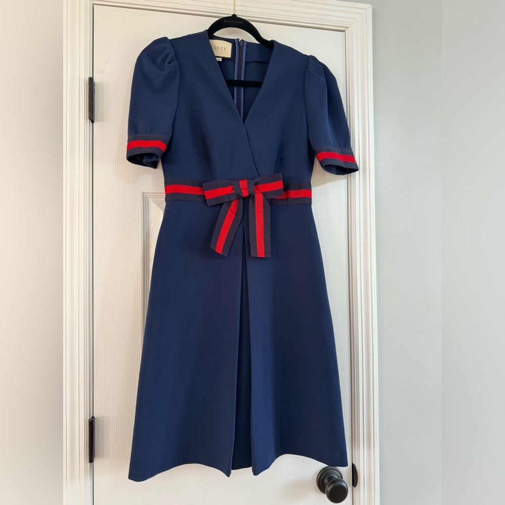 Gucci Navy Grossgrain Dress Size Large